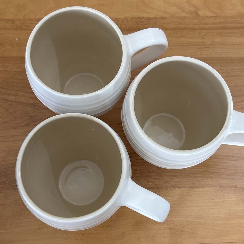 Mikasa Swirl White Tonal Set of 3 Coffee Mugs Ivory Matte Cream - Picture 2 of 8
